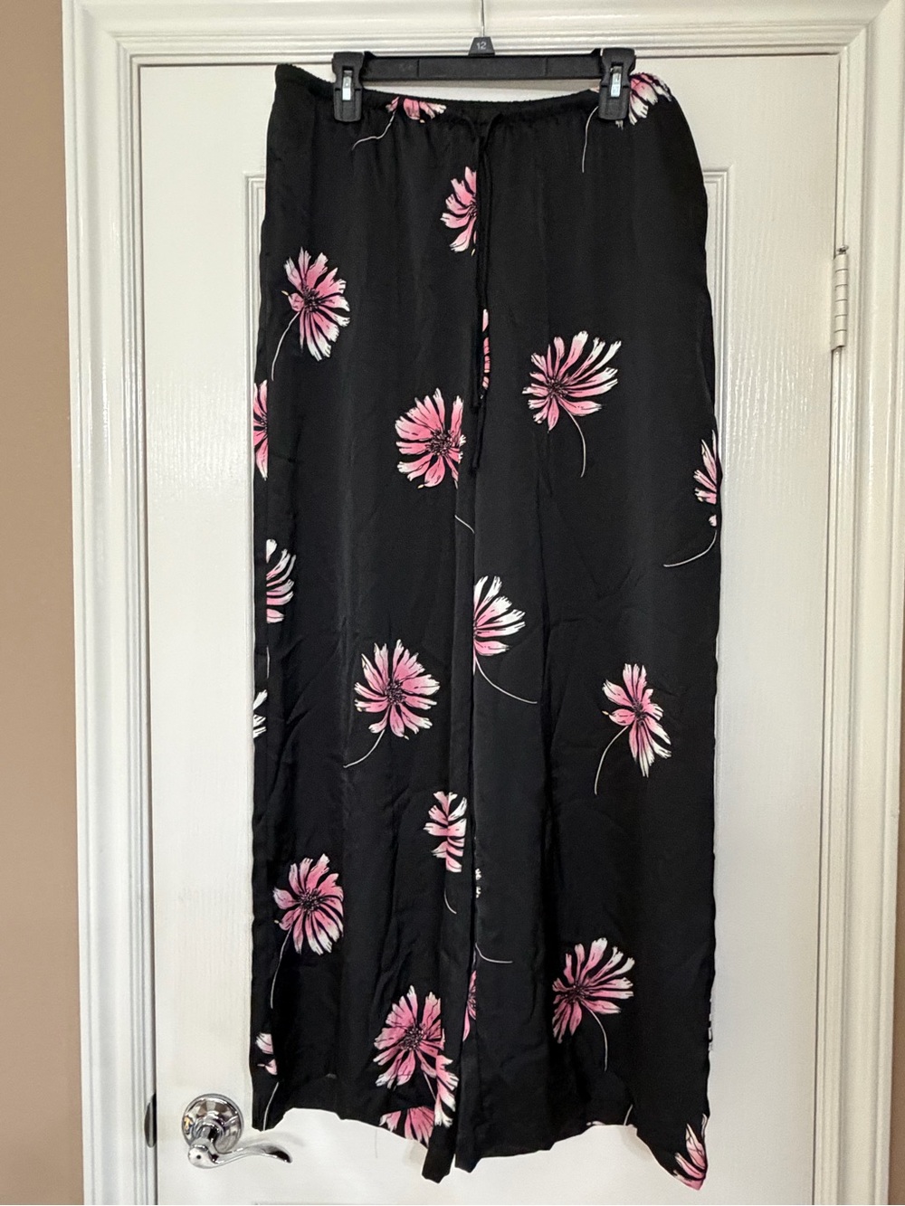 Black Floral Wide-Leg Pants